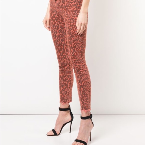 NWT MOTHER ORANGE LEOPARD PRINT HIGH WAIST JEANS - Picture 2 of 8